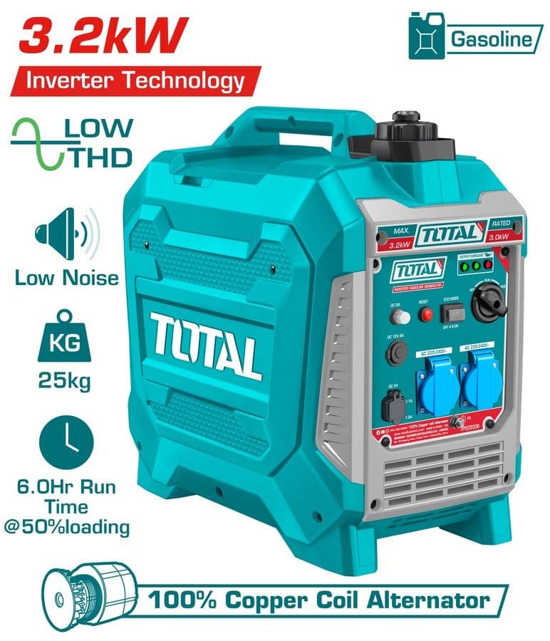 "ТОТАL" Бензиновый инверторный генератор SUPER TOTAL 220-240В, 50 Гц, 3,2кВт.
