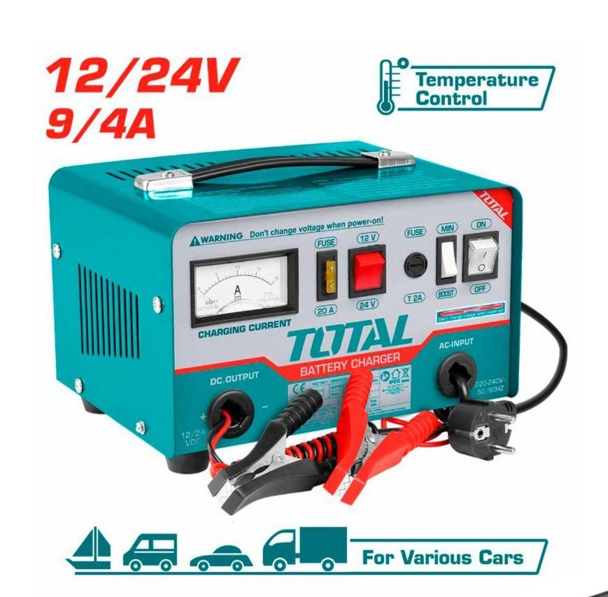 "ТОТАL" Пуско-зарядное устройство 12/24V, входное напряжение 220-240V, частота 50/60 Гц.