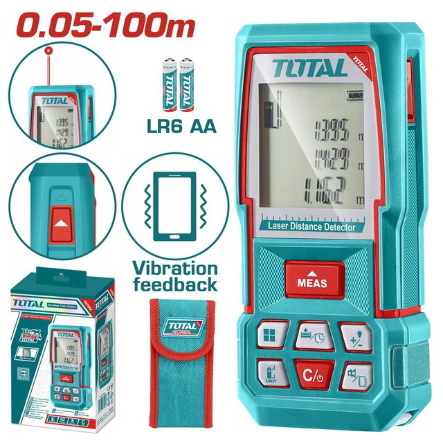 "ТОТАL" Дальномер лазерный 100м, точность ±2.0mm